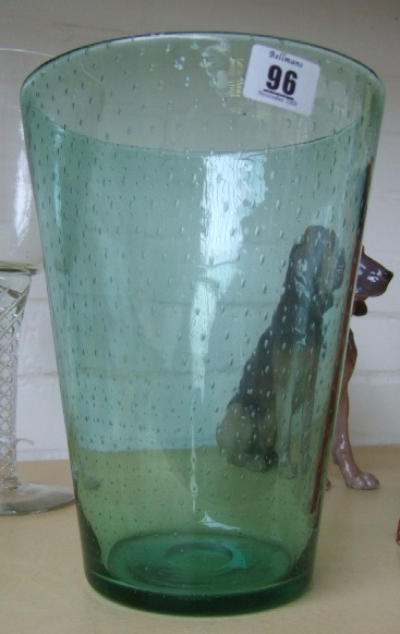 Appraisal: A Whitefriars sea green bucket shaped vase probably by William