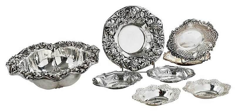 Appraisal: Eight Sterling Floral Bowls American and English th century all