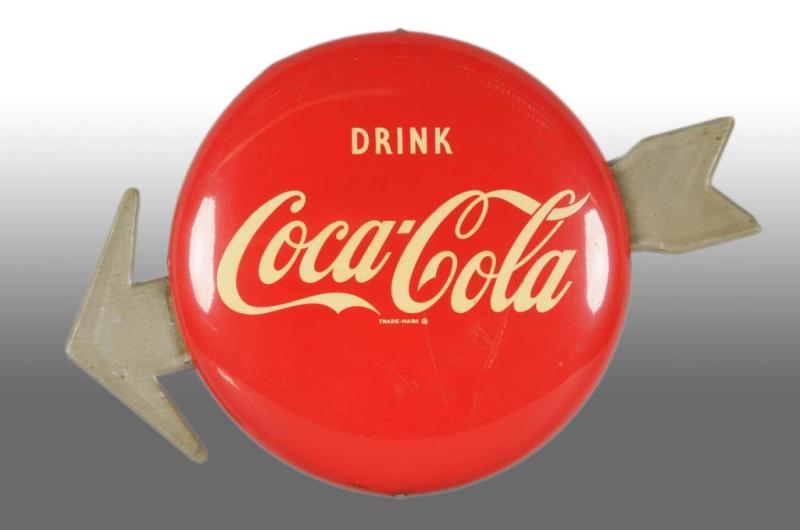 Appraisal: Tin Coca-Cola Button Arrow Description One fairly strong surface scratch