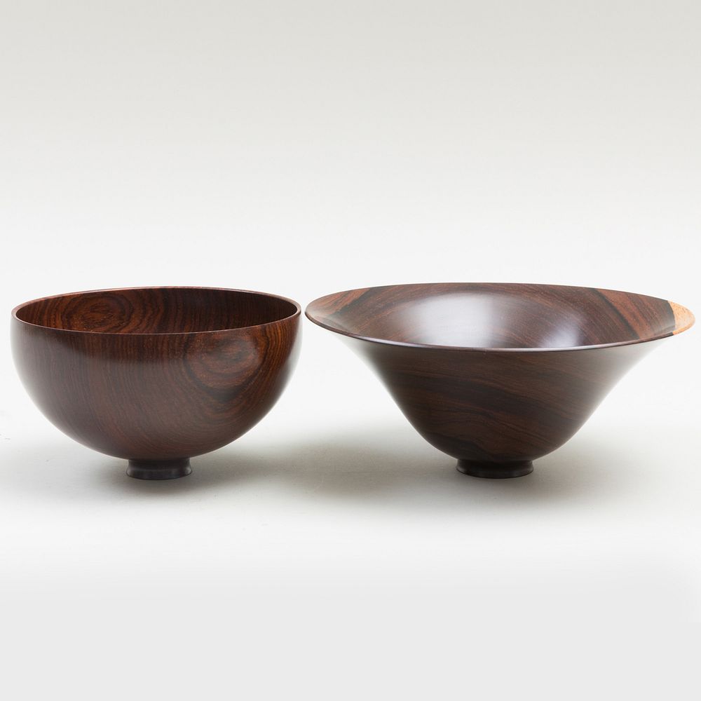 Appraisal: Bert Marsh Two Cocobolo Bowls Incised signatures The larger in