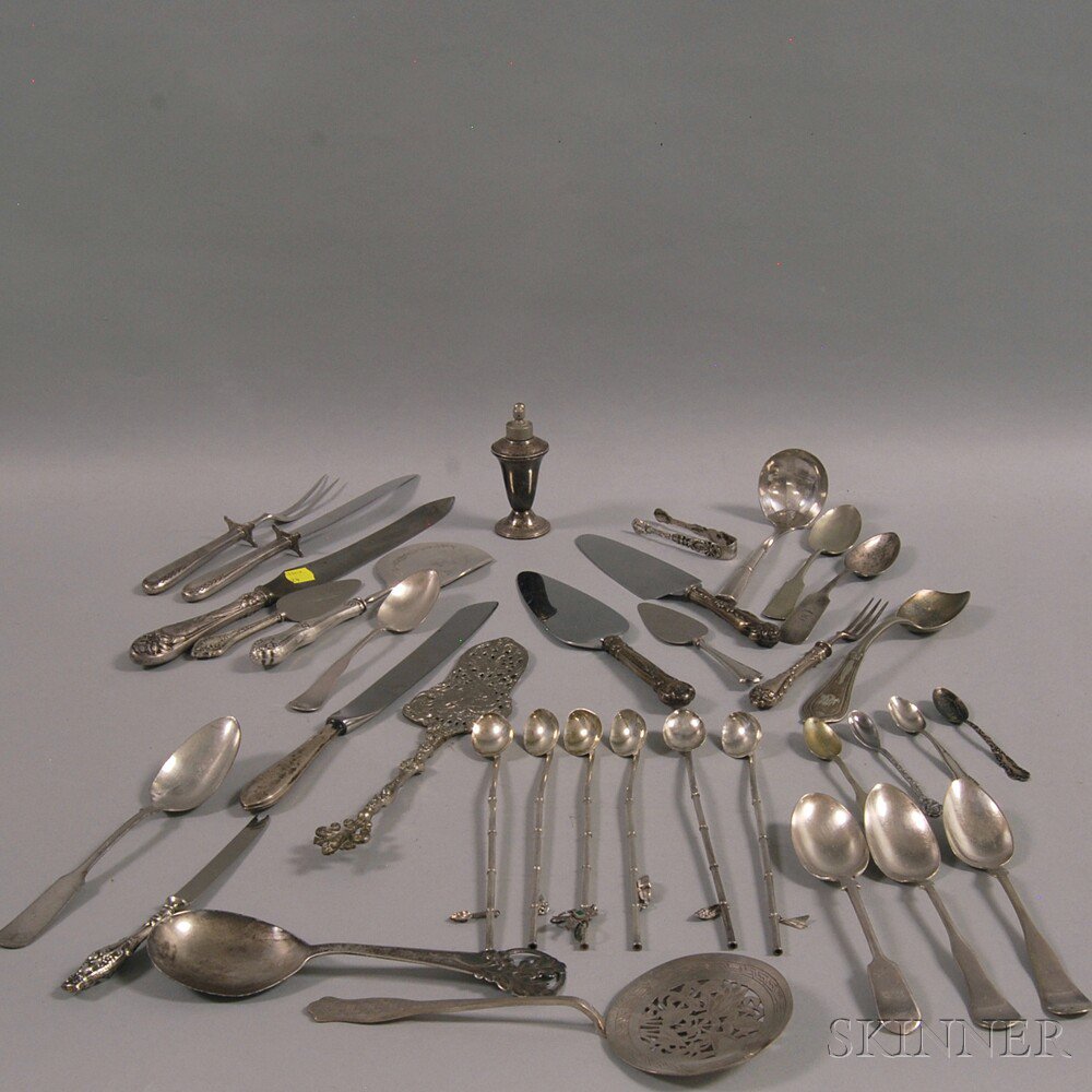 Appraisal: Group of Silver and Silver-plated Flatware including two sterling-handled pastry