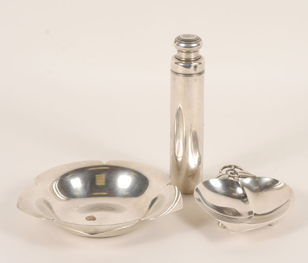 Appraisal: Tiffany Co sterling silver dishes and toiletry bottle floriform dish