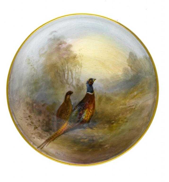 Appraisal: A ROYAL WORCESTER FOOTED DISH painted by Jas Stinton signed