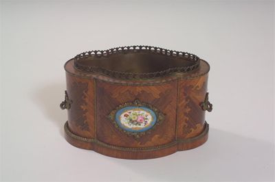 Appraisal: A th century French kingwood and rosewood jardiniere of quatrelobed