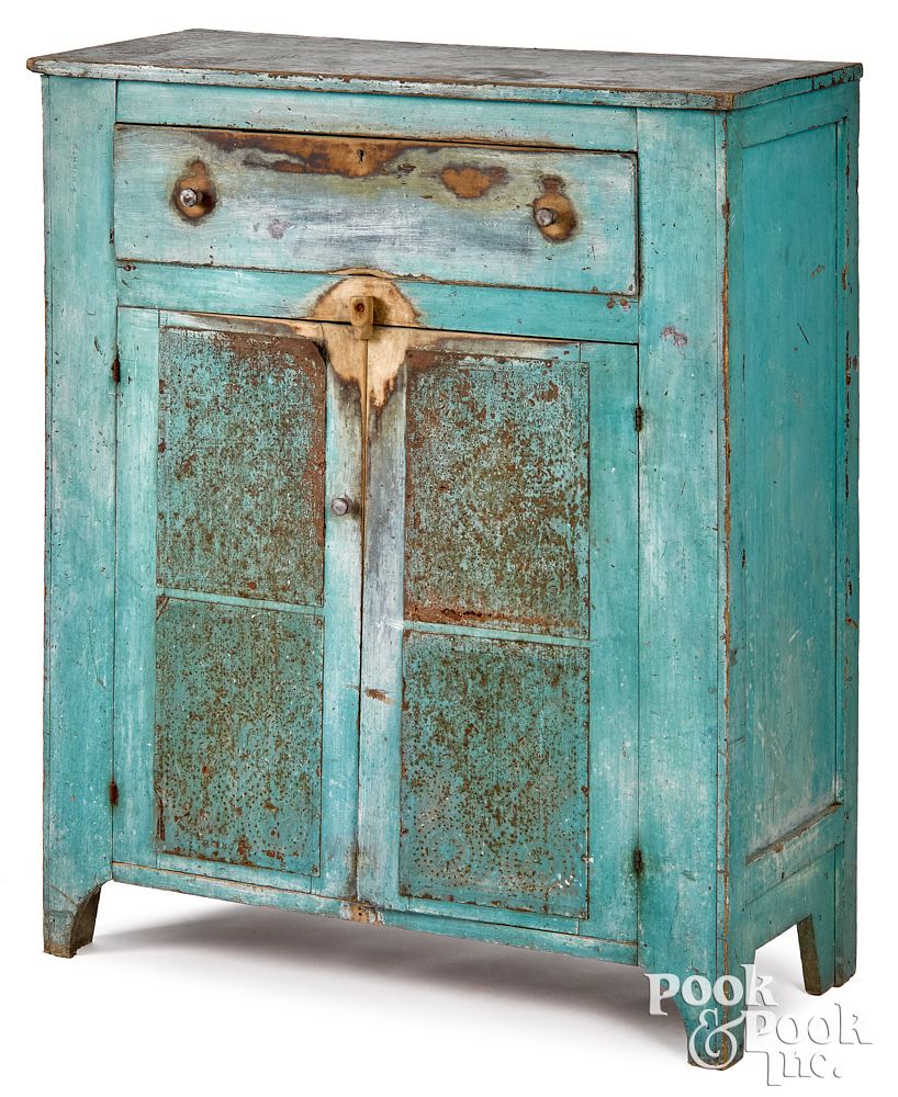 Appraisal: Mid-Atlantic painted pie safe th c Mid-Atlantic painted pie safe