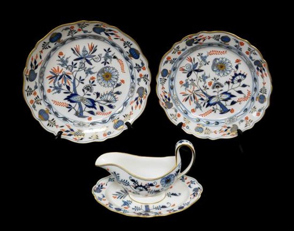 Appraisal: Meissen Rich Blue onion dinner ware three pieces pattern detailed