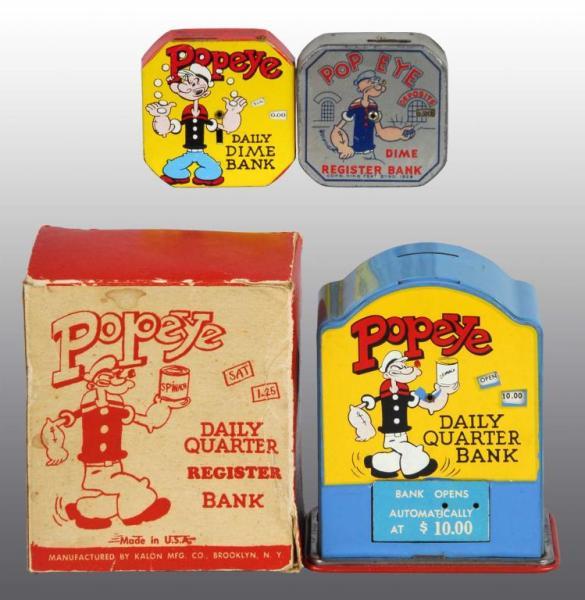 Appraisal: Lot of Tin Litho Popeye Bank Toys Description Includes one