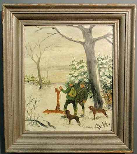 Appraisal: German oil on board painting th c of a snow