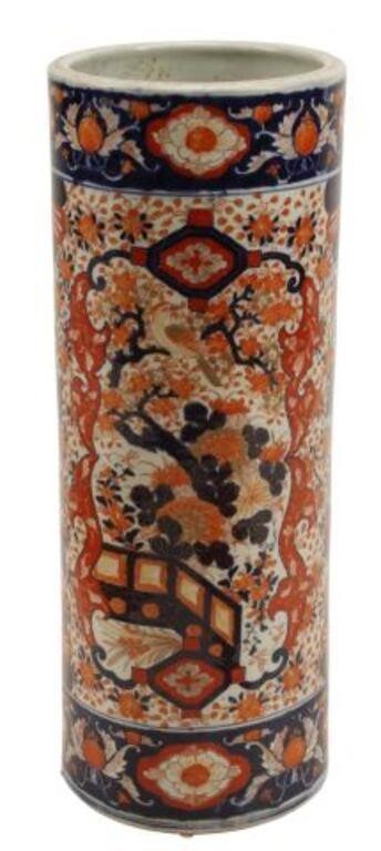 Appraisal: Japanese Imari porcelain umbrella stand approx h diam lbs total