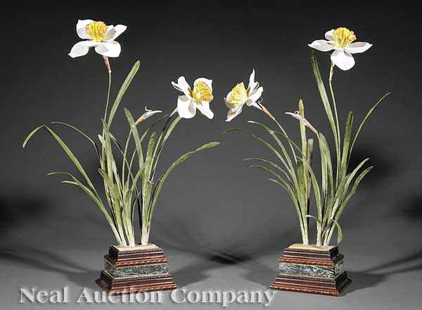 Appraisal: A Pair of Joey Bonhage Daffodil Sculptures c each signed