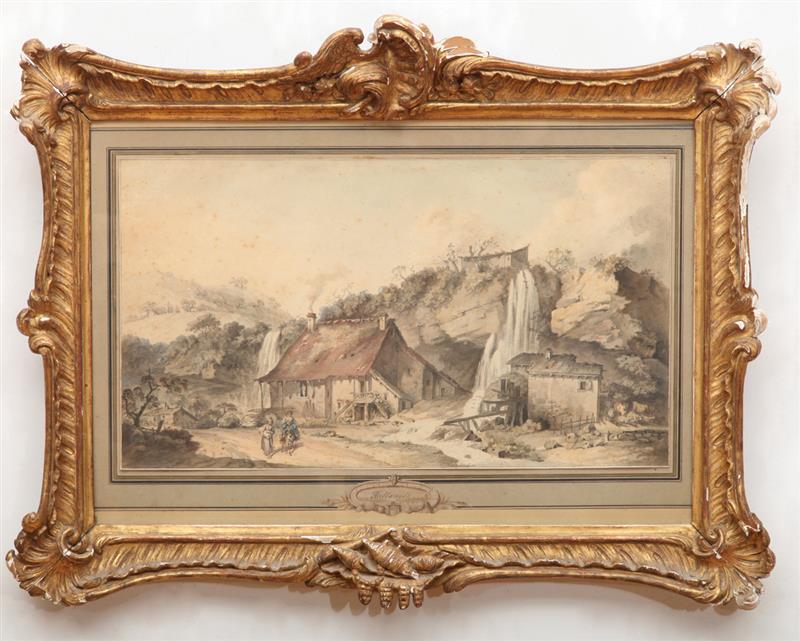 Appraisal: CONTINENTAL SCHOOL MOULIN DE NANTUA Watercolor on laid paper watermark