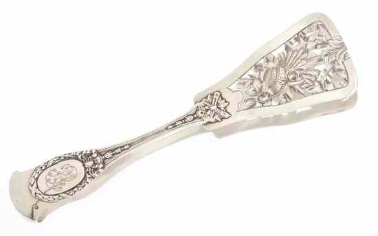 Appraisal: A Pair of French Silver Asparagus Tongs circa with cast