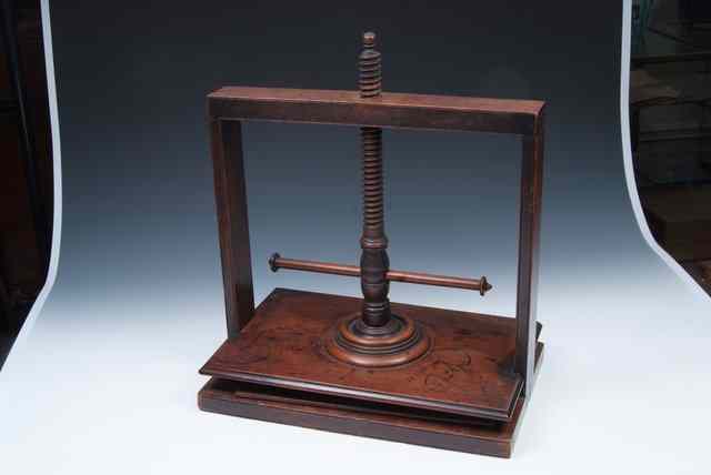 Appraisal: A TH CENTURY MAHOGANY BOOK PRESS wide