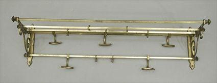 Appraisal: Brass Wall Shelf with Hooks