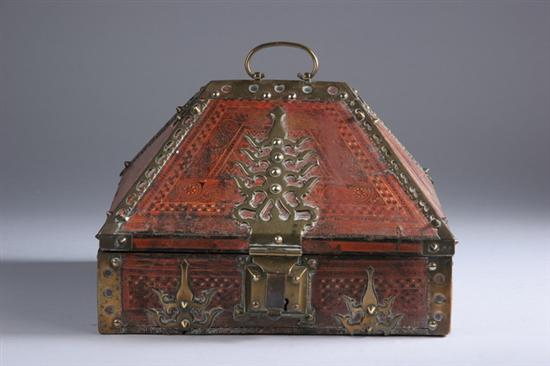 Appraisal: INDIAN POLYCHROME WOODEN BRASS MOUNTED BOX - in high