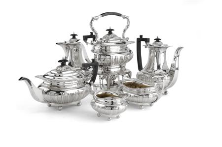 Appraisal: A matched Edwardian six piece coffee and tea service by