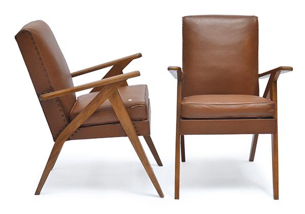 Appraisal: PAIR OF OPEN FRAMED BEECH ARMCHAIRS UPHOLSTERED IN VINYL PAIR