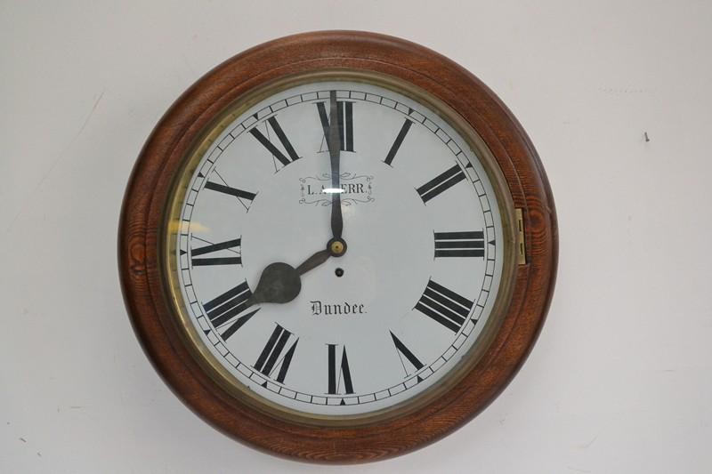 Appraisal: AN OAK CASED RAILWAY CLOCK MARKED L A KERR DUNDEE