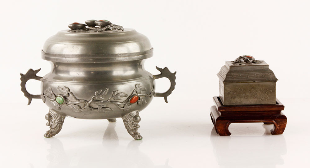 Appraisal: - Two Pewter Items Lot of two pewter items China