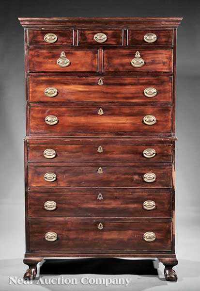 Appraisal: An Antique American Carved Mahogany Chest on Chest partially th