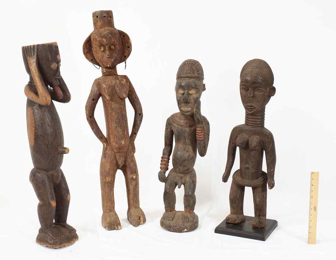 Appraisal: MIXED CARVED AFRICAN FIGURES '' x '' x '' lbs