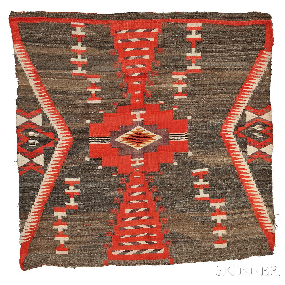 Appraisal: Navajo Transitional Weaving woven with natural and synthetic dyed homespun