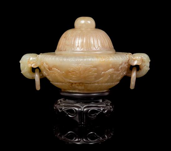 Appraisal: Sale Lot A Mughal-Style Carved Jade Jar and Cover the