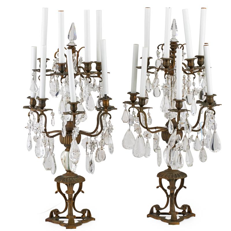 Appraisal: PAIR OF BAGUES STYLE BRONZE CANDELABRA Condition Report