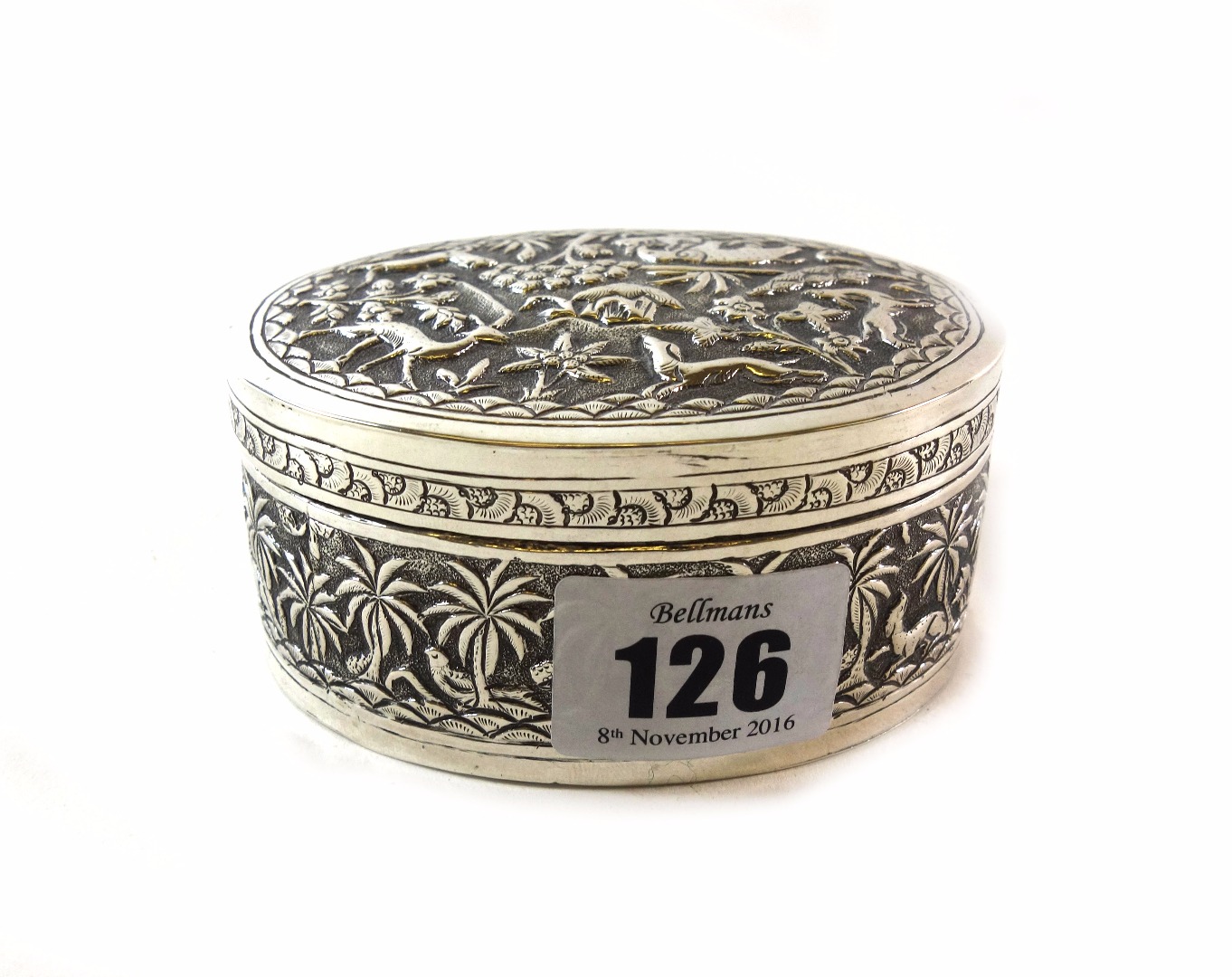 Appraisal: An Indian oval silver box late th early th century