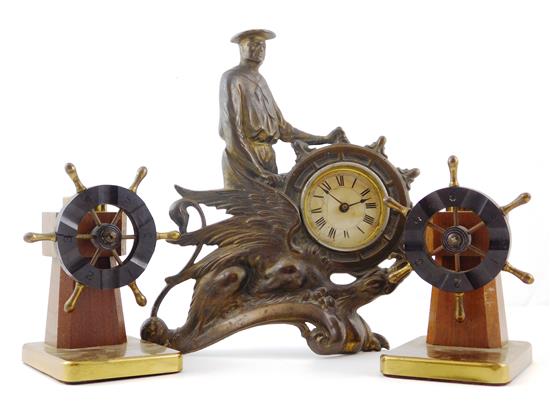 Appraisal: th C mariner themed accessories including mantle clock and pair