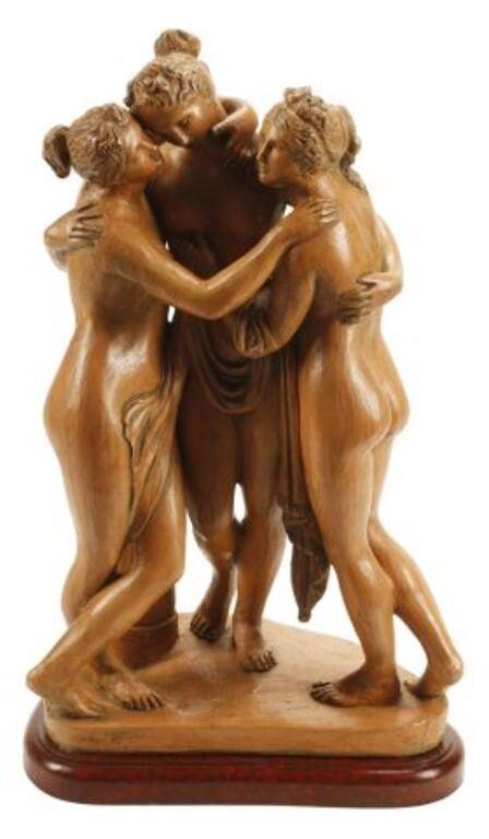 Appraisal: Large French terracotta figure group The Three Graces after Antonio