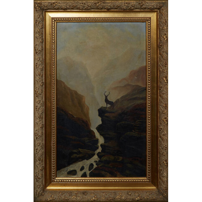 Appraisal: American School Stag in a Mountain Landscape early th c