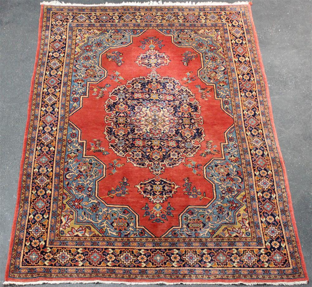 Appraisal: MEDALLION WOOL ORIENTAL RUG having a large central medallion with