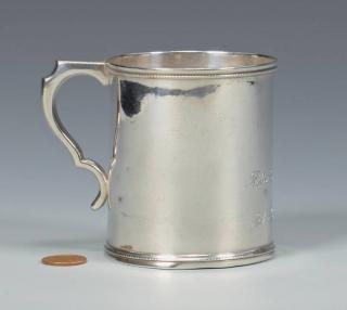 Appraisal: Profilet Natchez Coin Silver Mug Antebellum Natchez Mississippi retailed coin