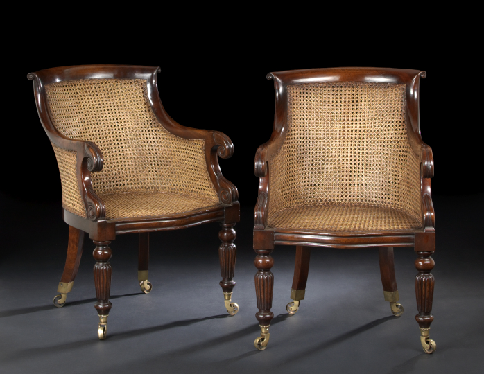 Appraisal: Pair of William IV Mahogany Armchairs second quarter th century