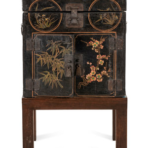 Appraisal: A Chinese Export Papier-M ch Cabinet on Later Stand th