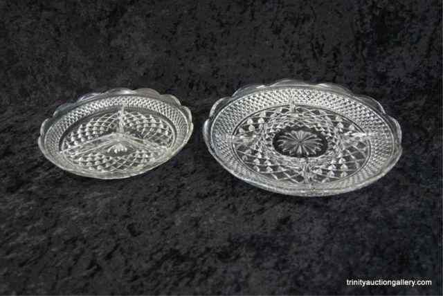 Appraisal: Vintage Wexford Glass Divided Serving TraysOne is a three part