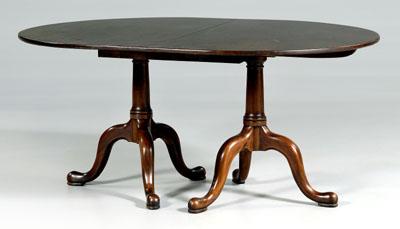 Appraisal: Queen Anne style two-pedestal table mahogany with oval top opening