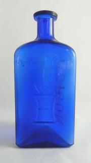 Appraisal: Poison bottle Poison- cobalt triangle side Owl with one wing