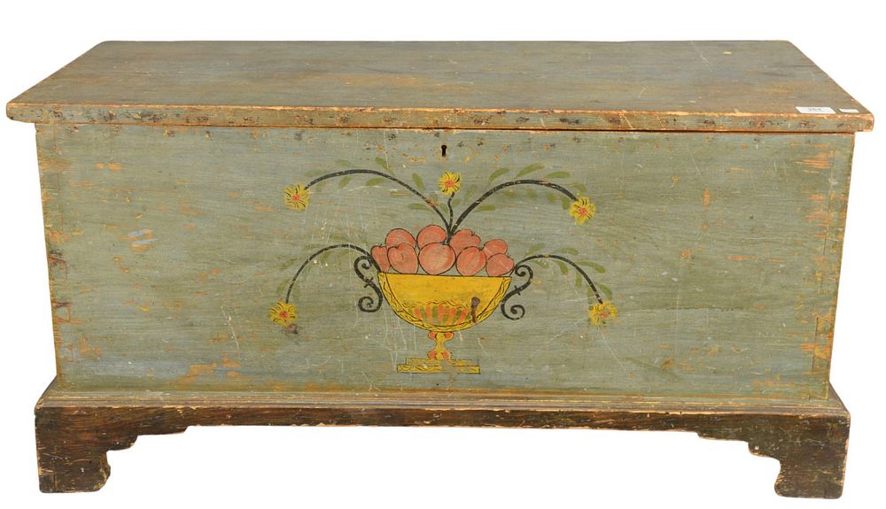 Appraisal: Chippendale Chest with lift top old blue paint with compote