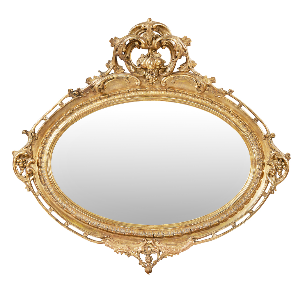 Appraisal: VICTORIAN GILTWOOD MIRROR TH CENTURY the oval bevelled mirror plate