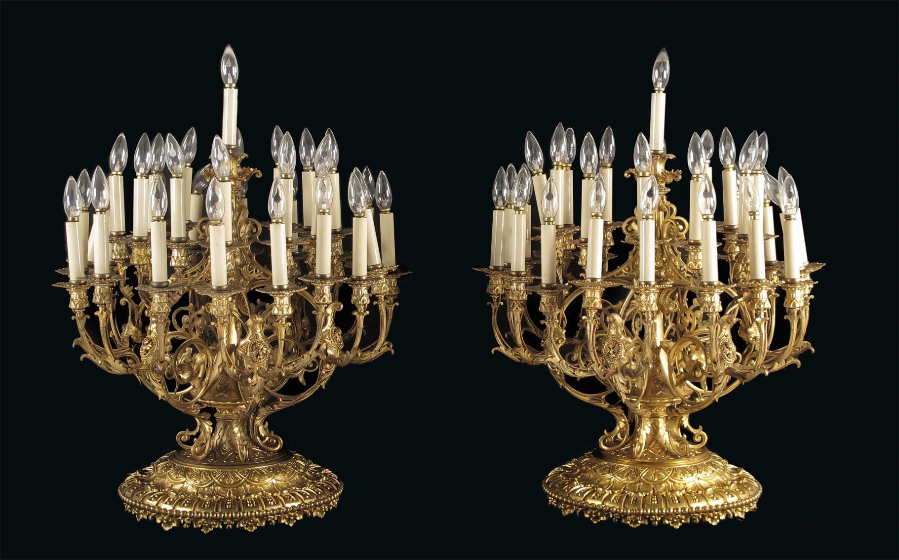 Appraisal: A pair of thirty-one light ormolu candelabra