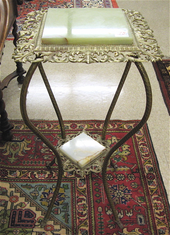 Appraisal: TWO VICTORIAN STYLE MARBLE AND BRASS METAL PEDESTAL TABLES American