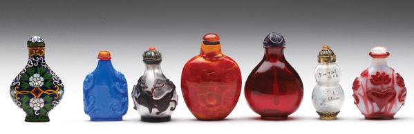 Appraisal: CHINESE SNUFF BOTTLES Seven items th- th C flattened shape