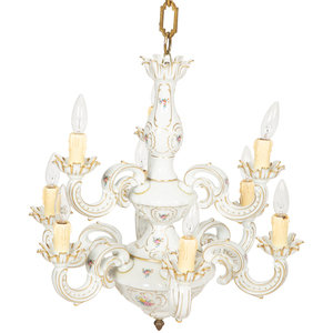 Appraisal: A Lindner Kueps Bavaria San Souci Porcelain Nine-Light Chandelier th