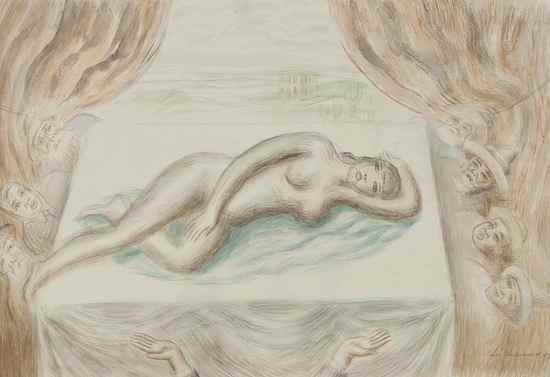 Appraisal: Leon Underwood - Odalisque ideal watercolour signed and dated '