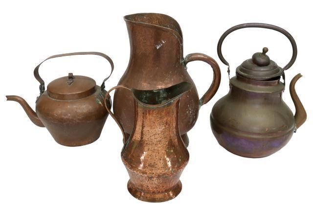 Appraisal: lot of French copper kitchenware th th c comprising hot