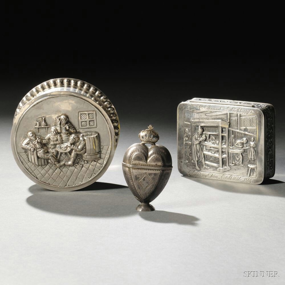 Appraisal: Two Dutch Silver Boxes one Schoonhoven H Hooijkaas Schoonhovense Zilverfabriek