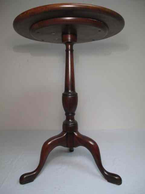 Appraisal: Mahogany circular table on tripod pedestal Good condition minor dents