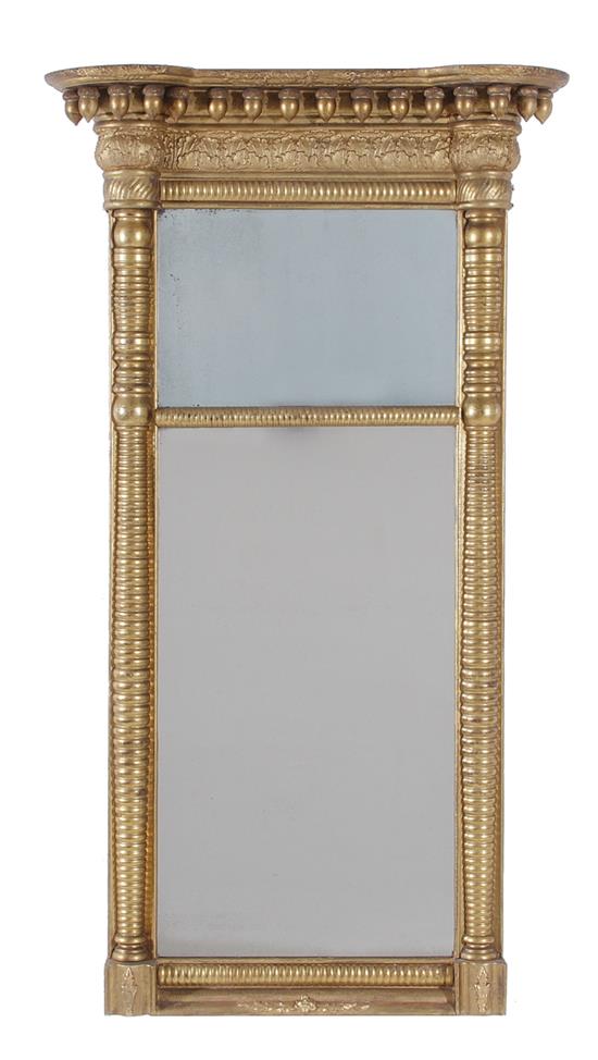 Appraisal: Late Federal carved giltwood mirror circa acorn and molded pediment